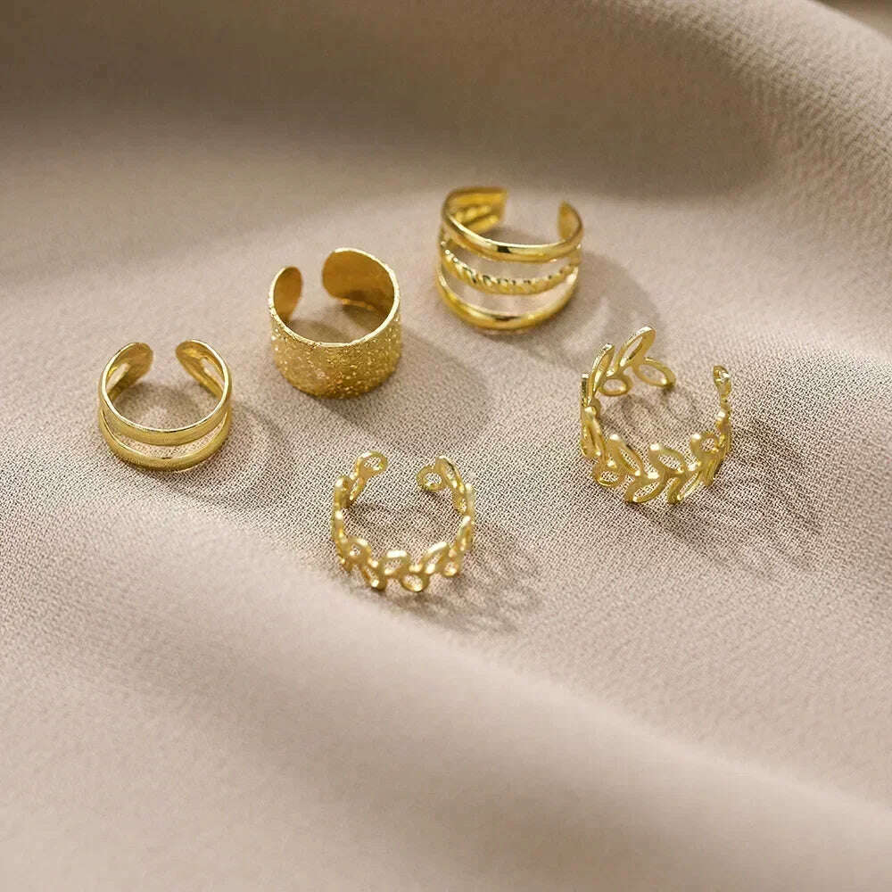 5-Piece Creative Leaf Design Earrings Set