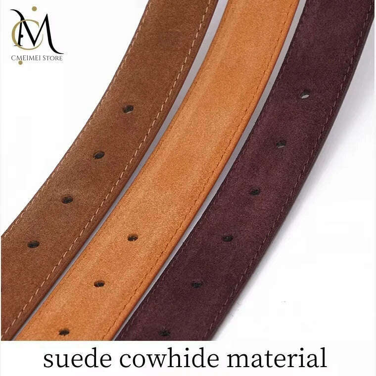 Casual Genuine Leather Belt with Gold Buckle