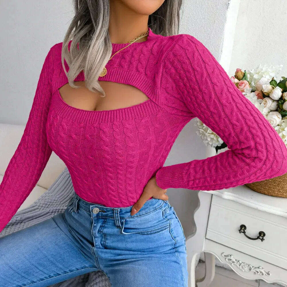 2024 Autumn/Winter Women's Sweater: Hollow Out, Long Sleeve - D&M Boutique