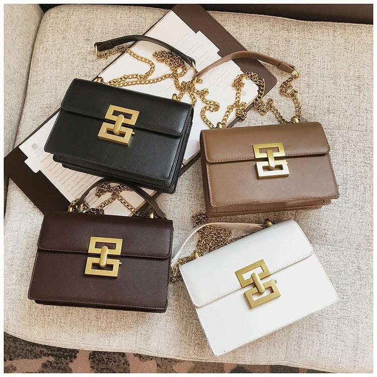 Square Chain Crossbody Bag for Women Elegant PU Handbag
