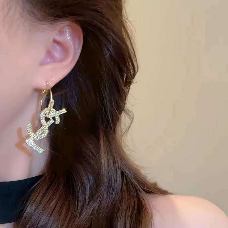 Gold Color Matte Texture Metal Retro Earrings for Women