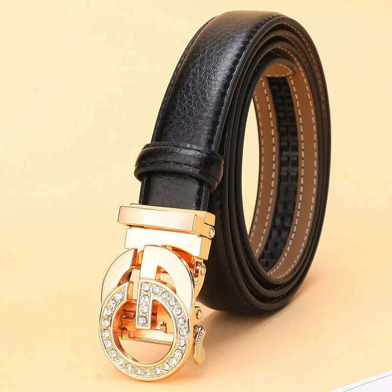 2024 Thin 2.5cm Women's Leather Belt with Metal Buckle