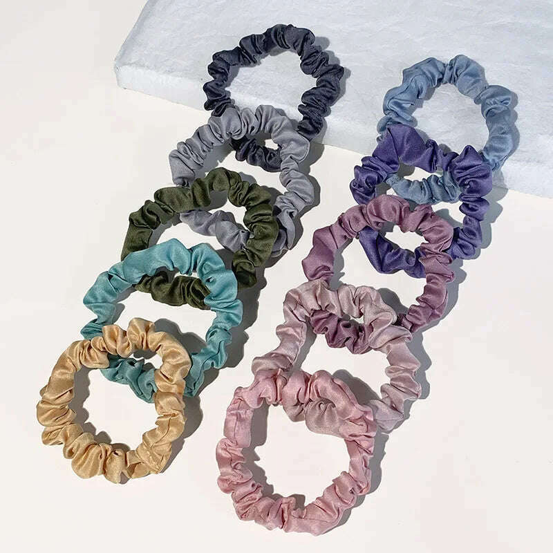 10pcs Colorful Satin Skinny Hair Bands