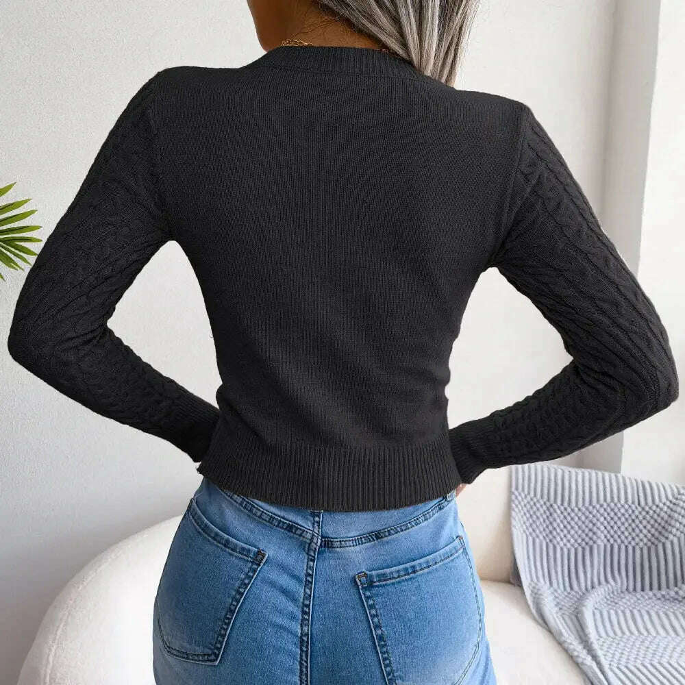 2024 Autumn/Winter Women's Sweater: Hollow Out, Long Sleeve - D&M Boutique