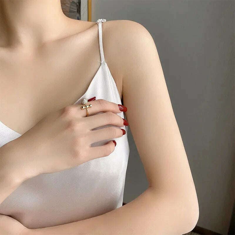 Stainless Steel Rings for Women Gold Color Couple Jewelry Aesthetic Accessorie Adjustable Punk Embossed Hollow Wide Rings