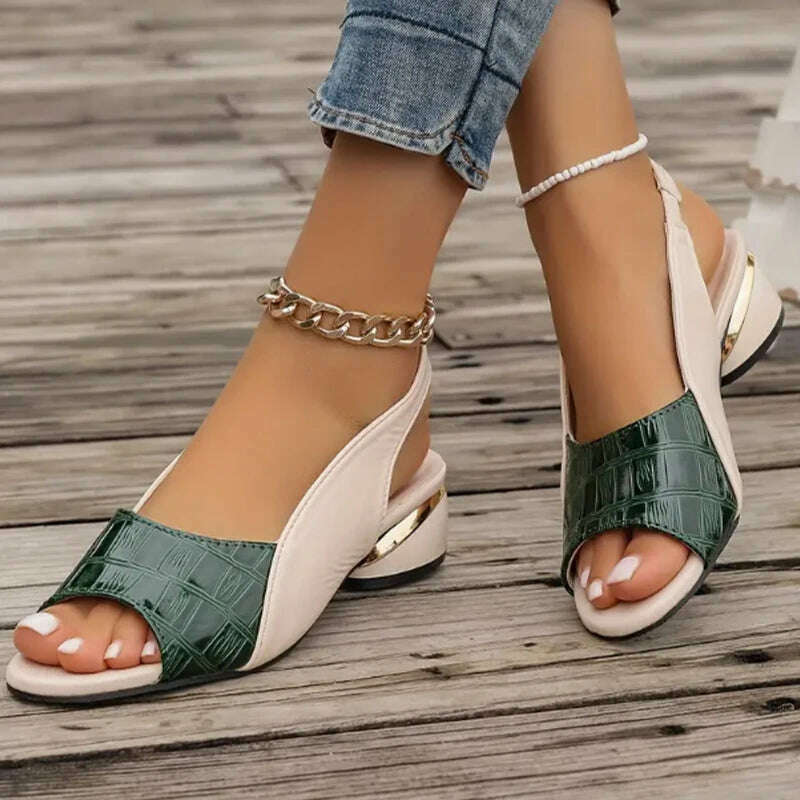 Luxury Peep-Toe Sandals - Chunky Heel Party Pumps