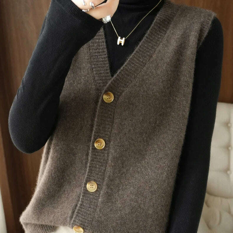2024 Women's Cashmere Sleeveless Sweater Vest - D&M Boutique