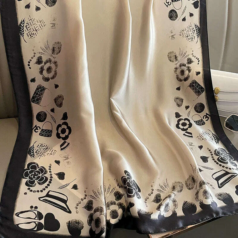 2023 Autumn Winter New Imitated Silk Scarf Women 180*90cm Outdoor Large Size Soft Silky Scarf Beach Long Luxury Scarf Lady Hijab