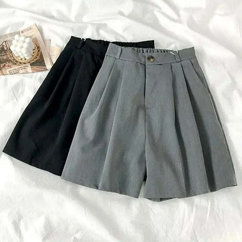 High Waist Wide Leg Shorts – Loose, Solid, Summer Office Style - D&M Boutique