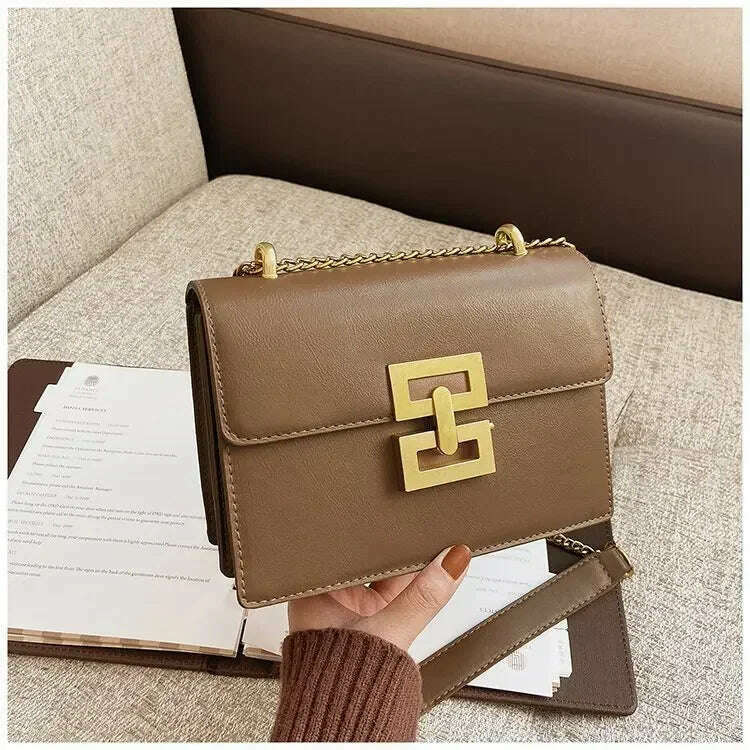 Square Chain Crossbody Bag for Women Elegant PU Handbag