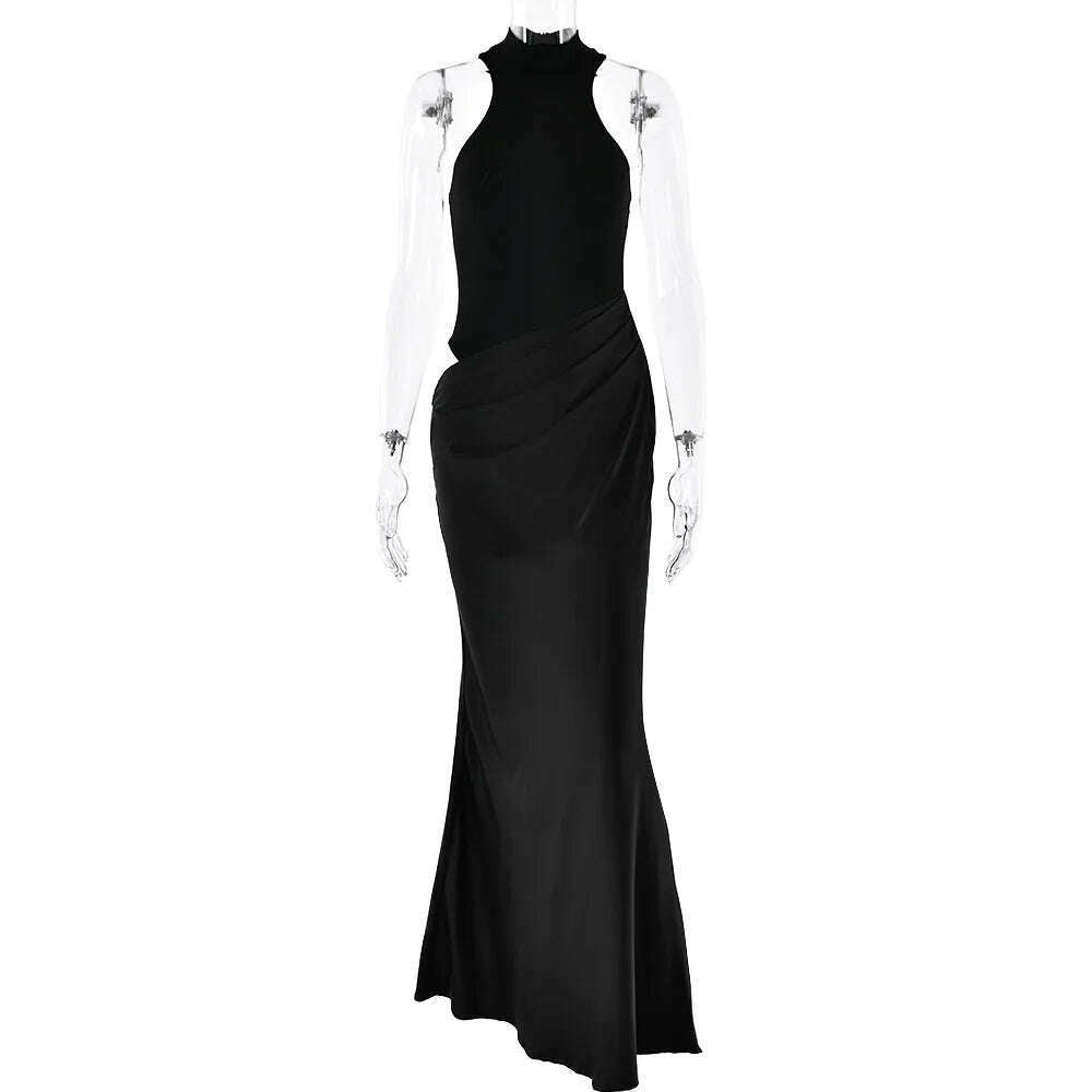 JULISSA MO Satin Hollow Out High-Waist Maxi Dress