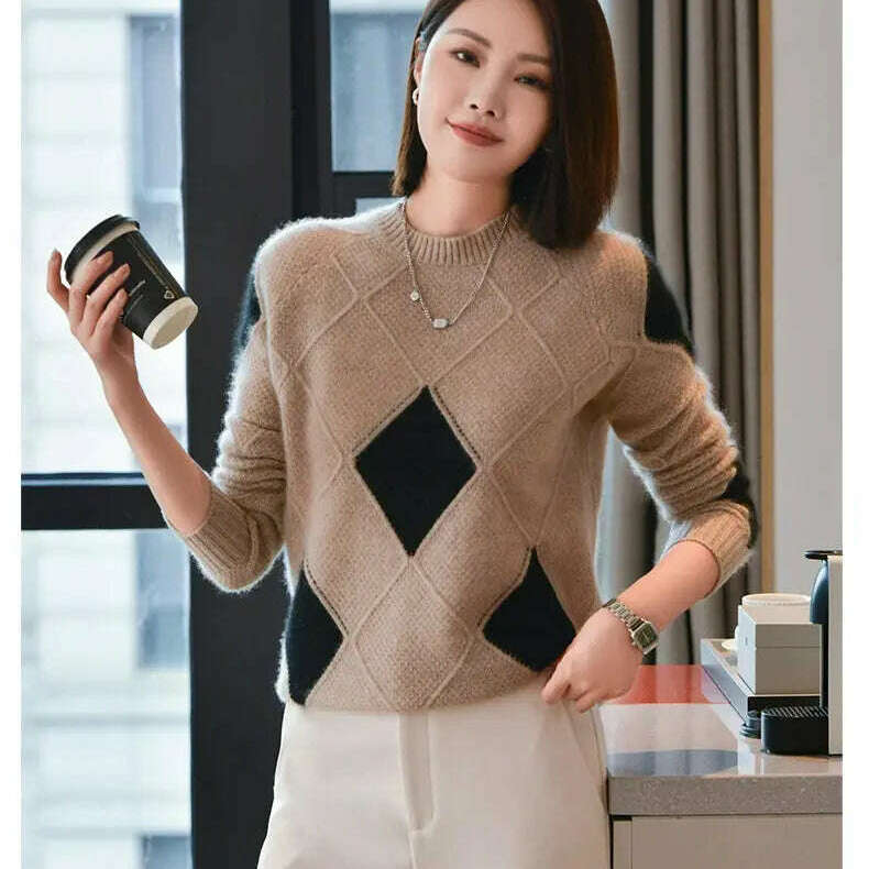 100% Wool O-Neck Sweater: Women’s Autumn/Winter Pullover - D&M Boutique