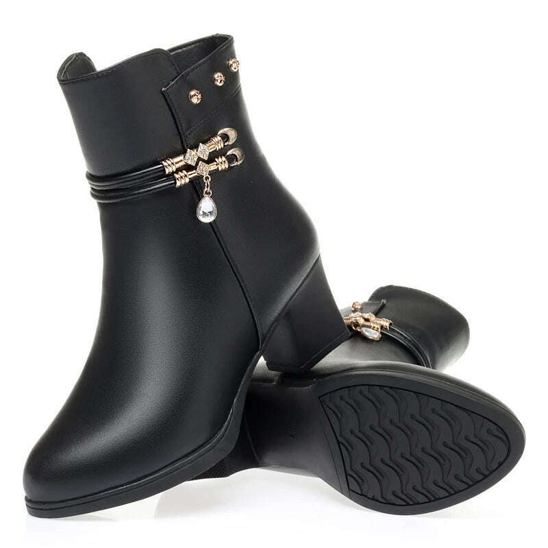 ZLMIAO SHZHANG Women’s Soft Leather Ankle Boots
