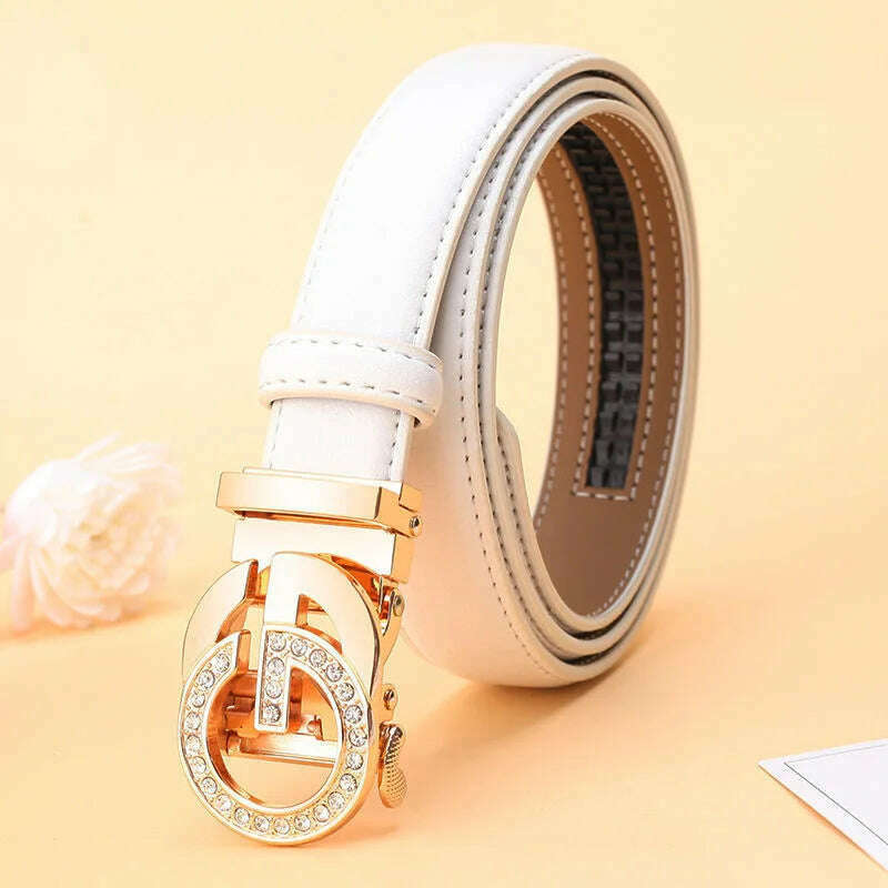 2024 Thin 2.5cm Women's Leather Belt with Metal Buckle