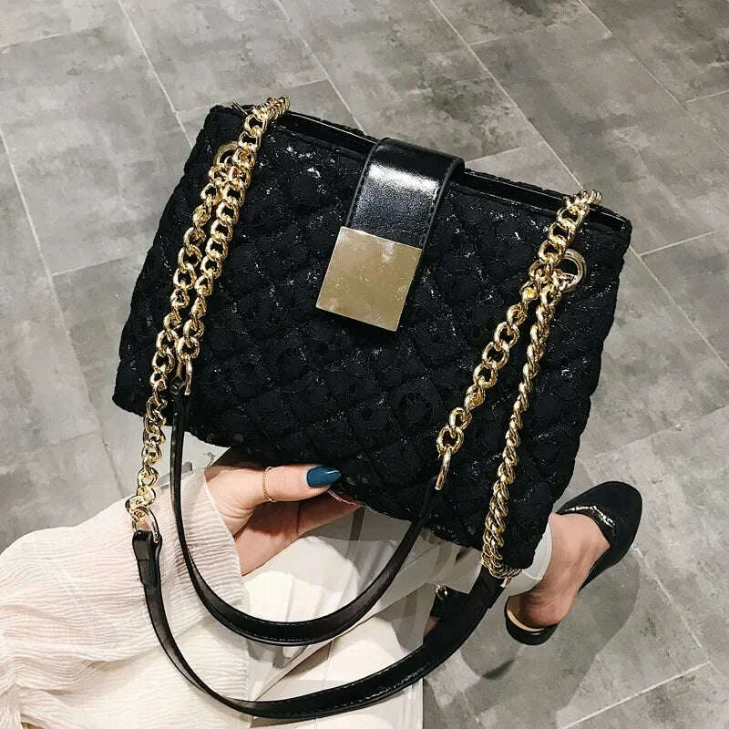 Lace Women's Handbag Diamond Pattern Chain Shoulder Bag