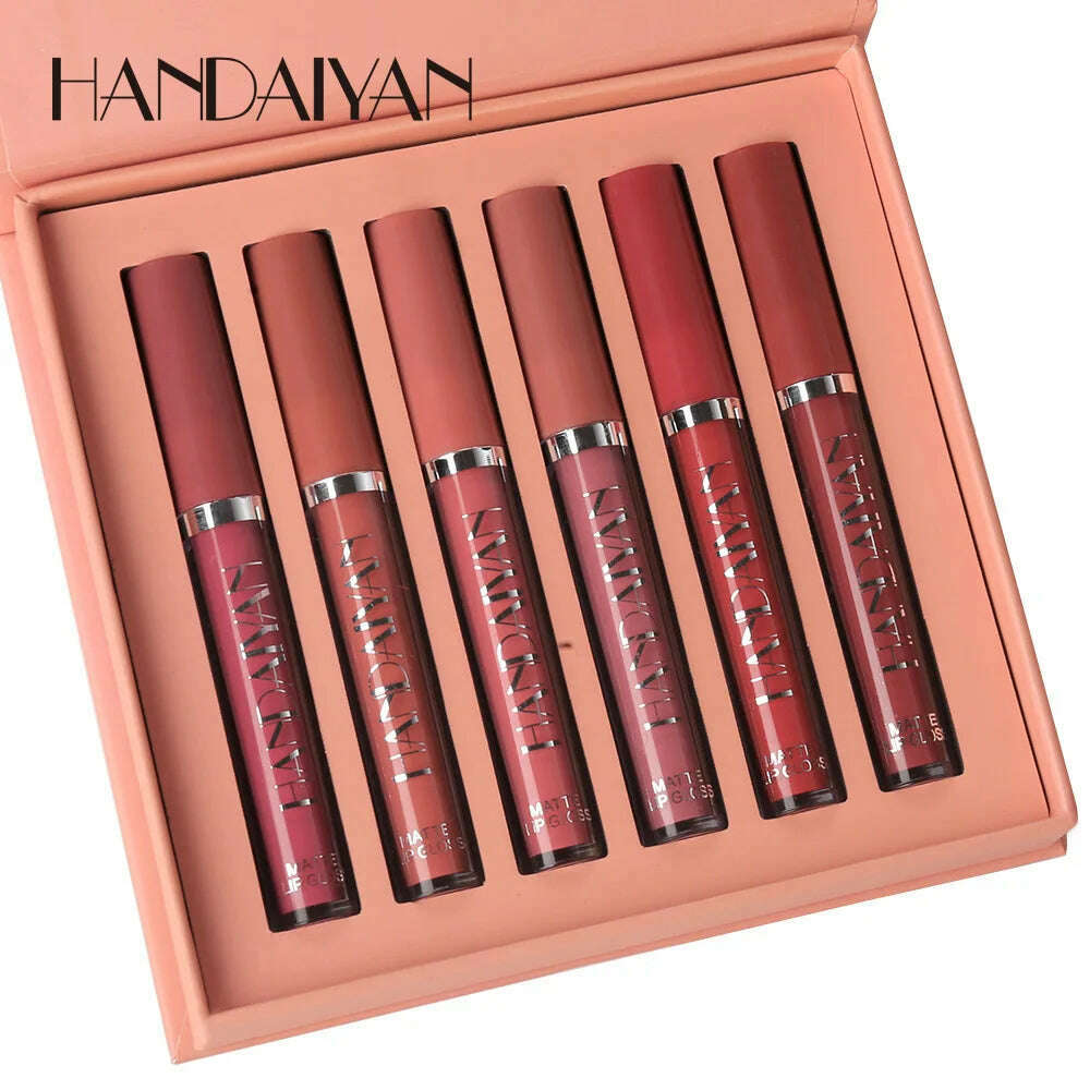 HANDAIYAN 6Pcs Velvet Matte Lip Gloss Set