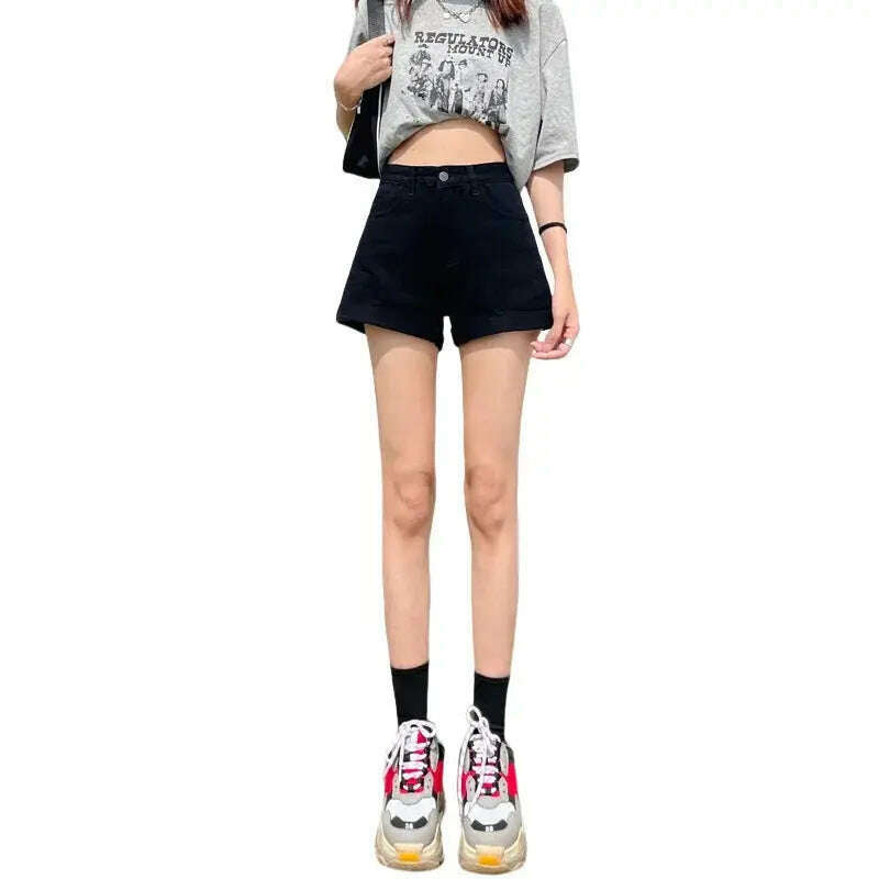 New Women's High Waist Button Denim Shorts – Loose Fit - D&M Boutique