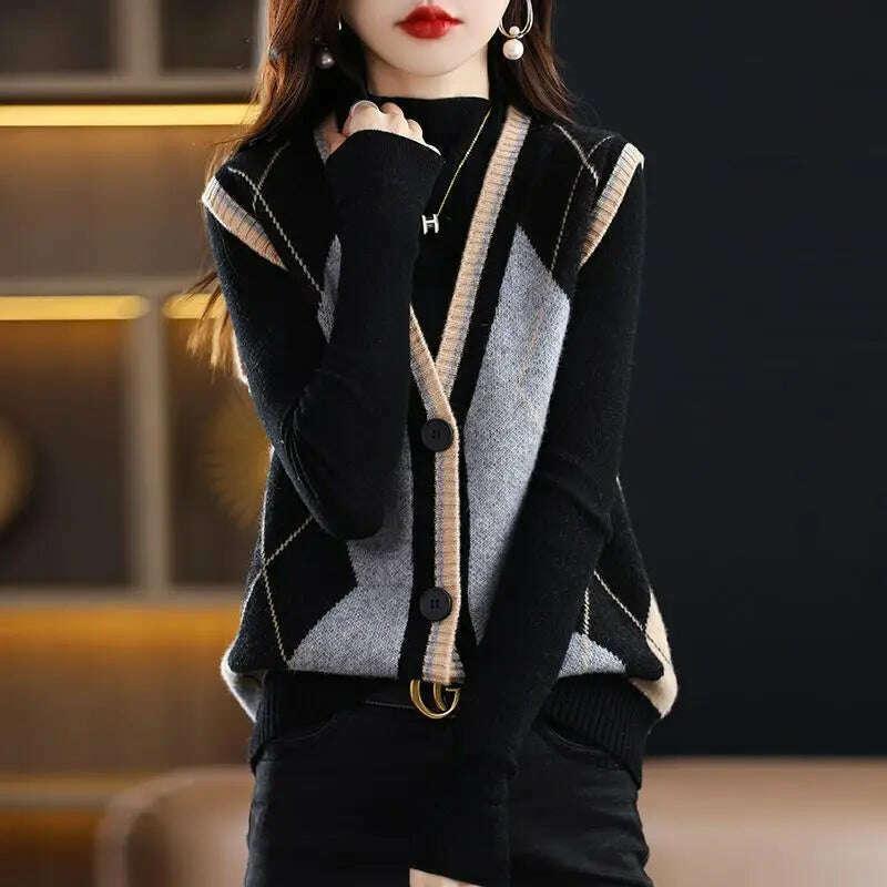 2024 Women's Casual Korean Style Knitted Cardigan Vest - D&M Boutique