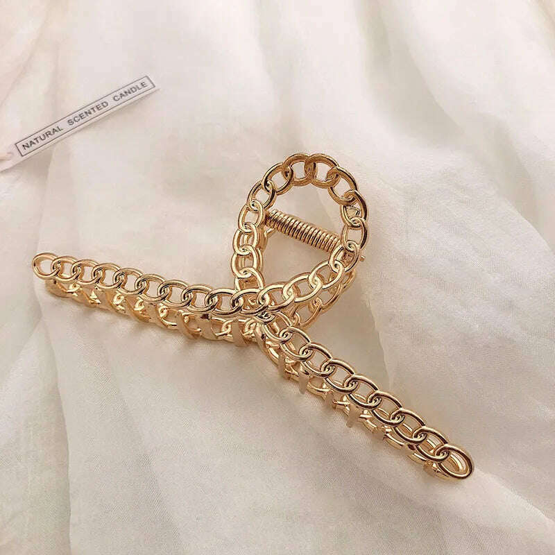 2024 Elegant Gold & Silver Geometric Metal Hair Claw