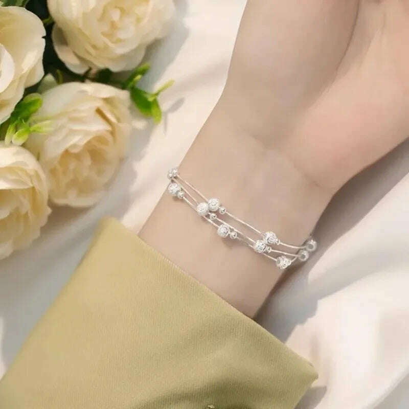 925 Sterling Silver Adjustable Bead Bracelet for Women