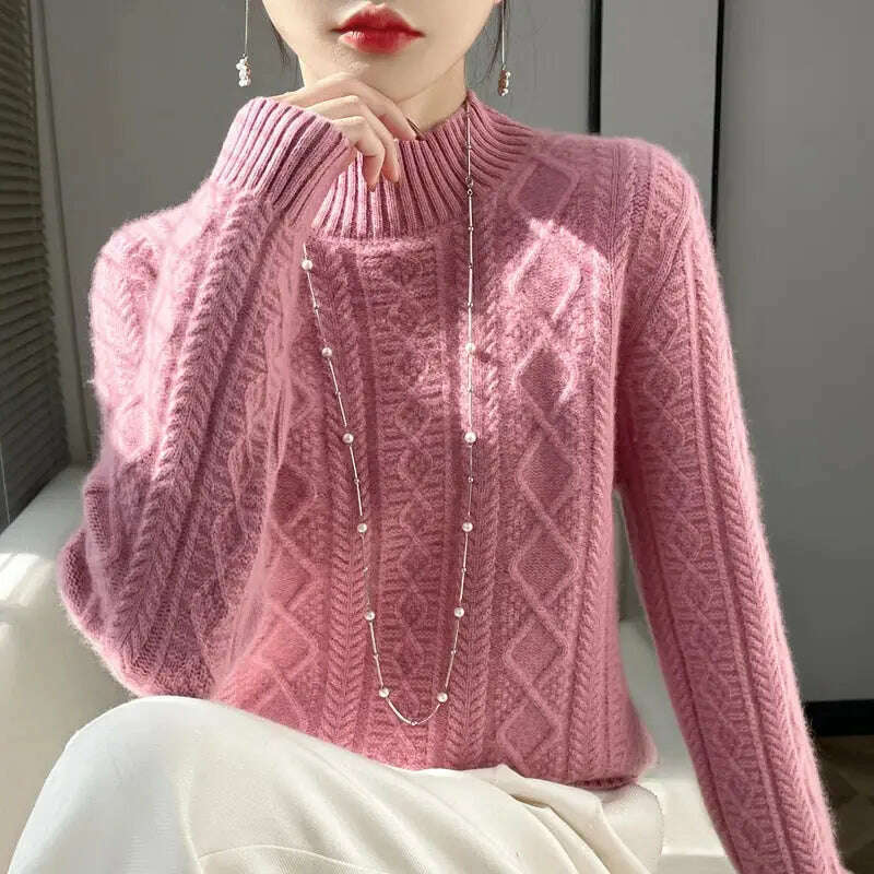 DjzDsm Turtleneck Sweater: 100% Merino Wool, Check Knit - D&M Boutique