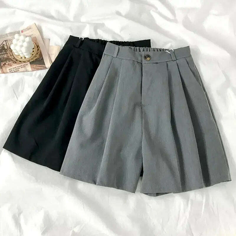 High Waist Wide Leg Shorts – Loose, Solid, Summer Office Style - D&M Boutique