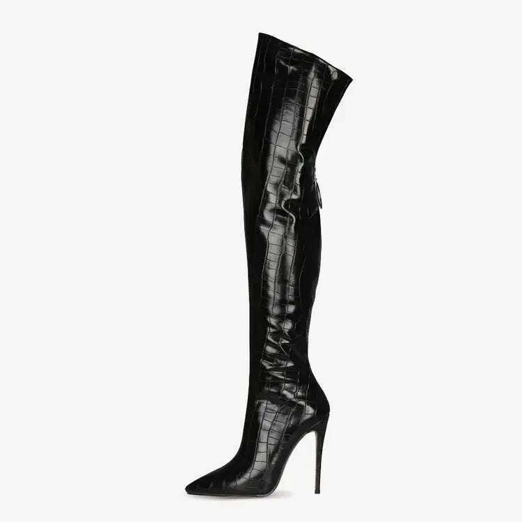 2024 High-heeled Pointed Knee High Boots with Zipper