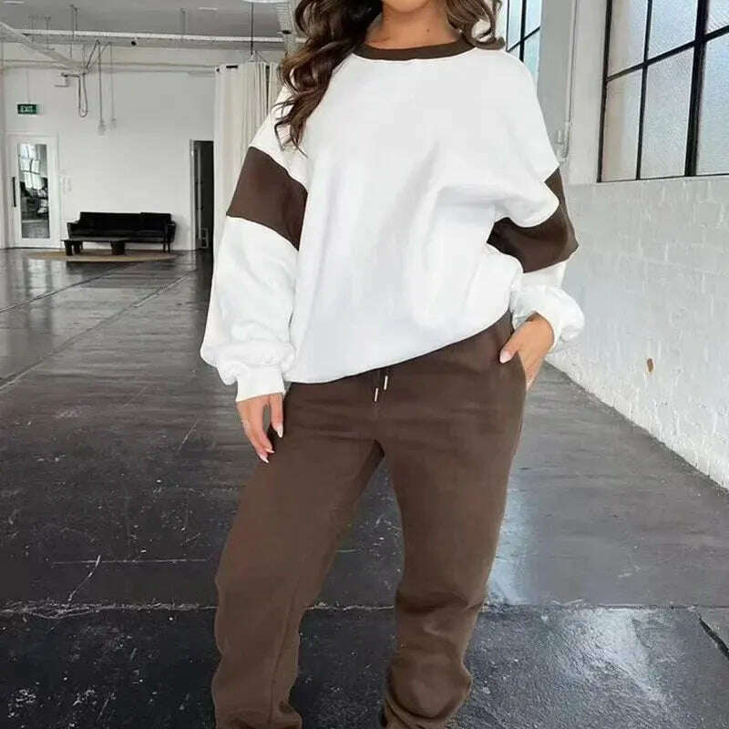 2024 Winter Colorblock Two-Piece Tracksuit: Sweatshirt & Pants - D&M Boutique