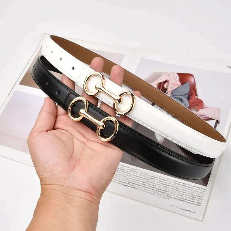 Women's Leather Belt with Zinc Alloy Buckle
