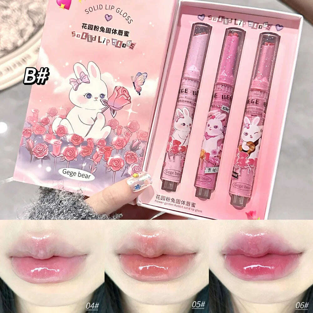 Gege Bear Garden Pink Rabbit Lip Gloss Set