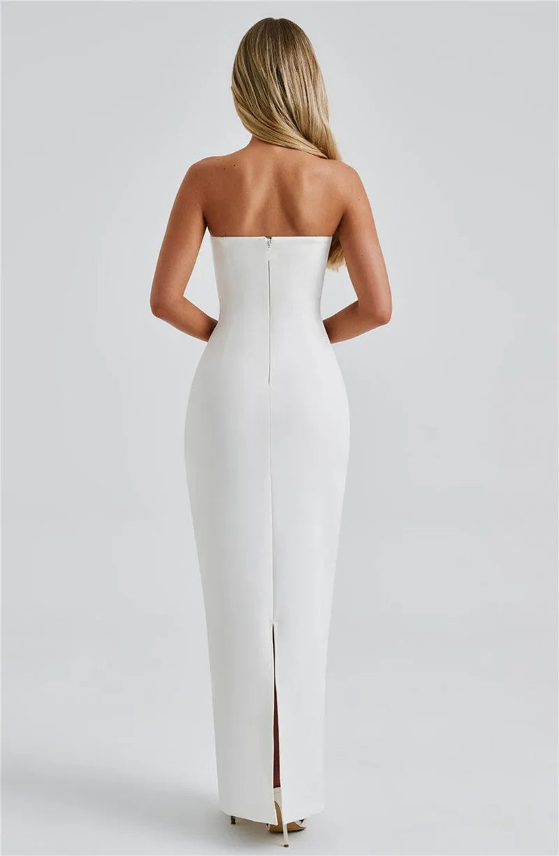 Mozision Scarf Collar Strapless Sexy Maxi Dress For Women Fashion Off-shoulder Backless Bodycon Club Party Long Dress Elegant