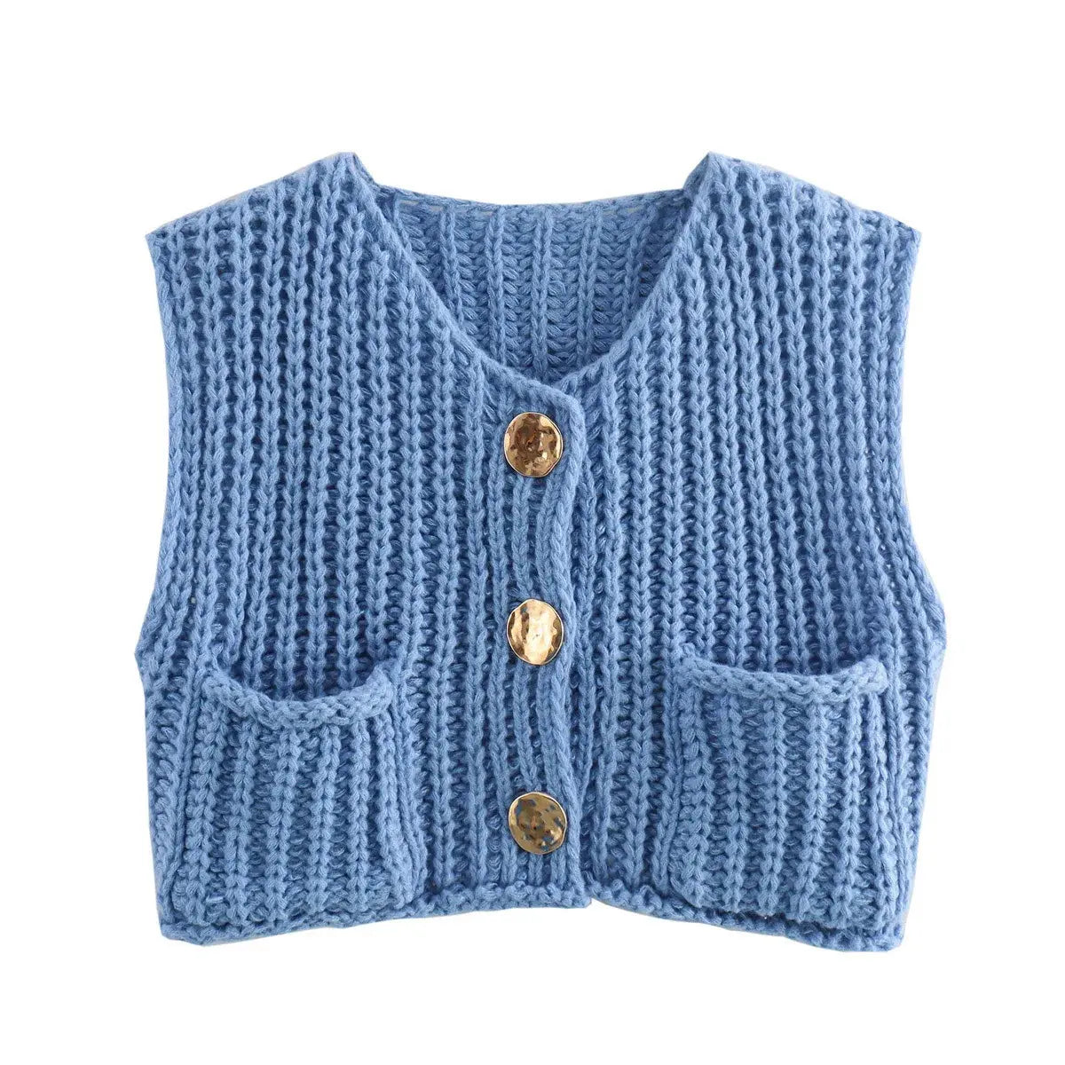 Korean Fashion Crop Sweater Vest Women Loose Cable Knit - D&M Boutique