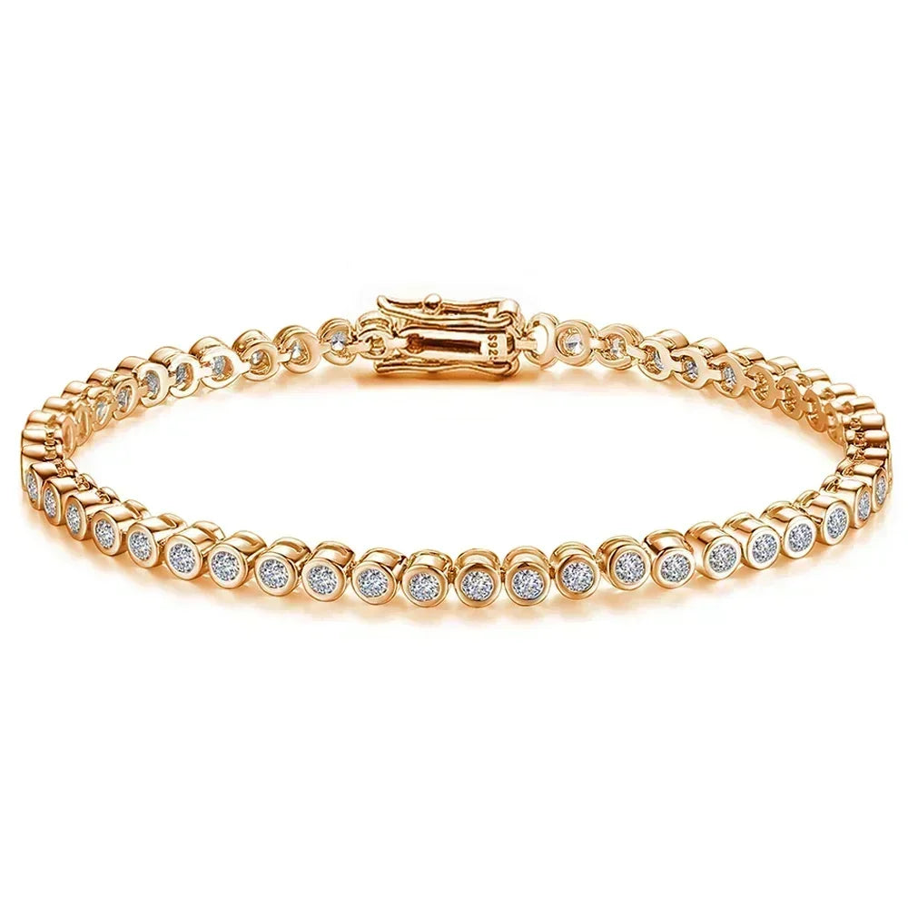 2mm Moissanite Tennis Bracelet: 925 Sterling Silver & 18k Gold