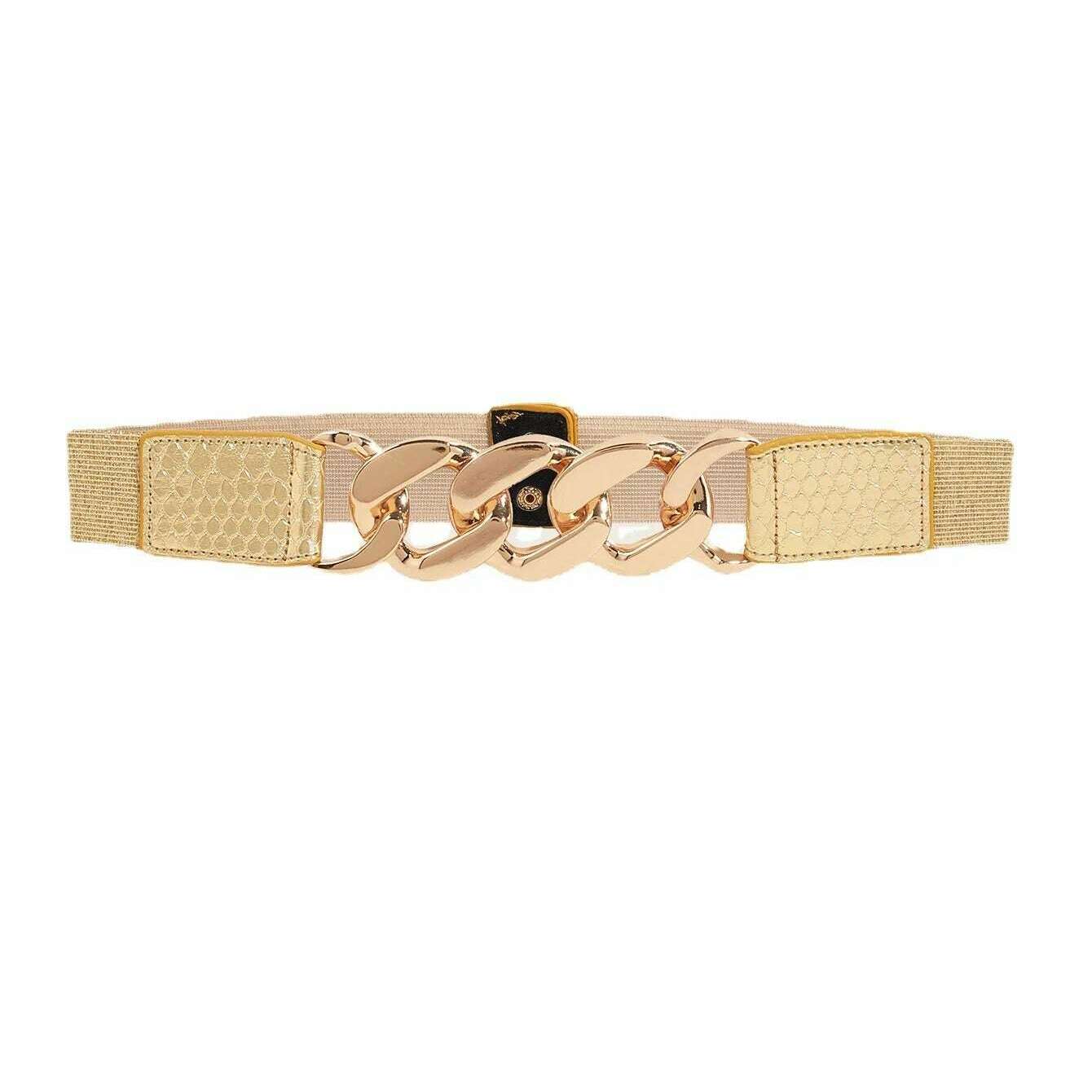 Fashion Elastic Gold Chain Belt – Women’s Decorative Waist Strap