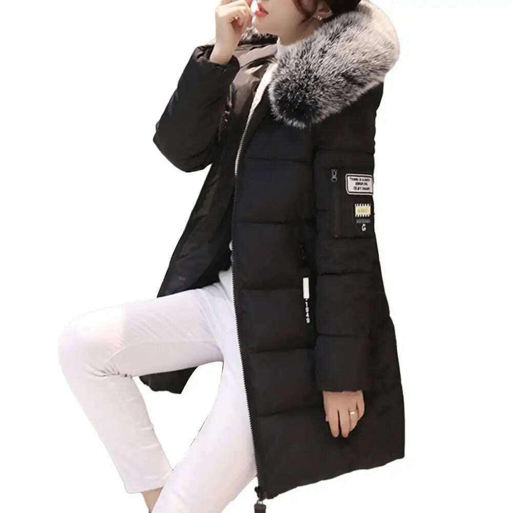 2024 Winter Coat – Fur Neckline, Cotton-Padded, Long Parka