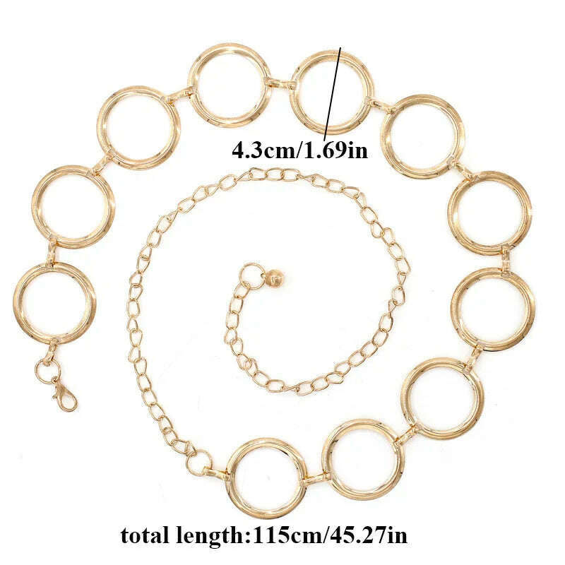 Fashion Circle Metal Waist Chain Belt – Gold & Silver