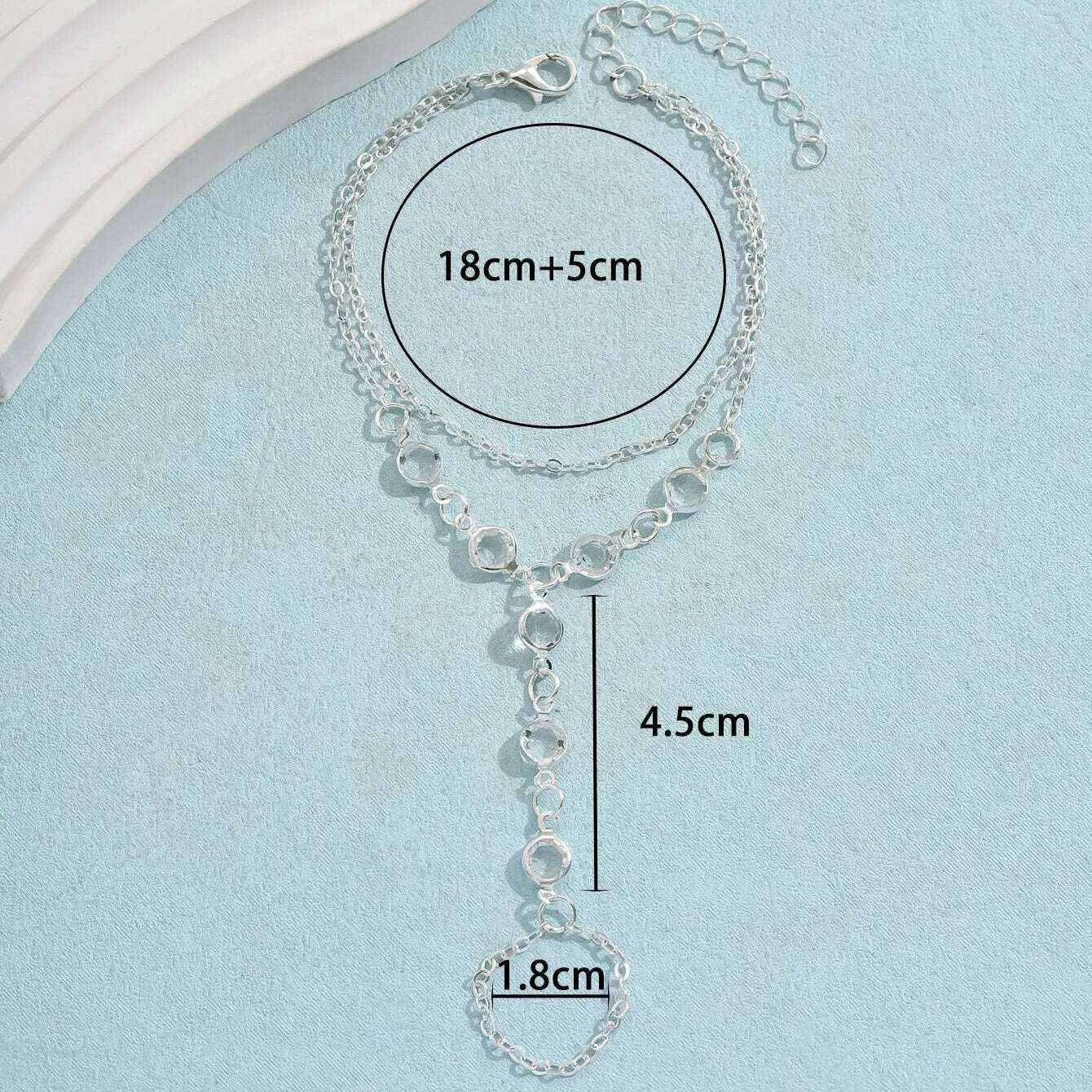 Fashion Multilayer Bracelet Ring Crystal Luxury Finger Bracelet Hot Seles Women Wed Bridal Jewelry Finger Chain Couple Bracelet