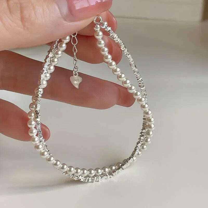 925 Sterling Silver Pearl Knots Bracelet for Women