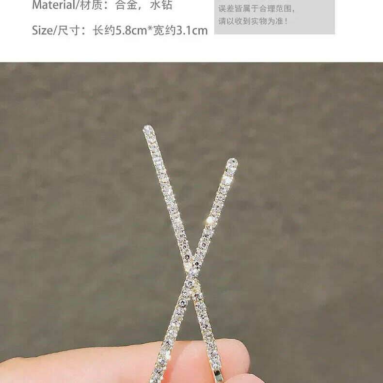 2pcs Cross Crystal Hairpins Rhinestone X Hair Clips