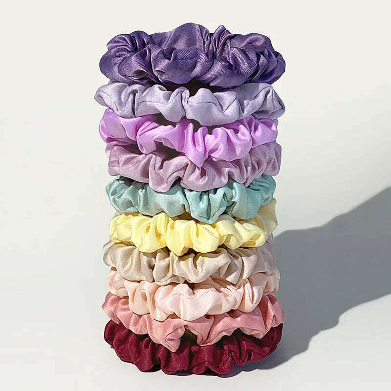 10pcs Colorful Satin Skinny Hair Bands