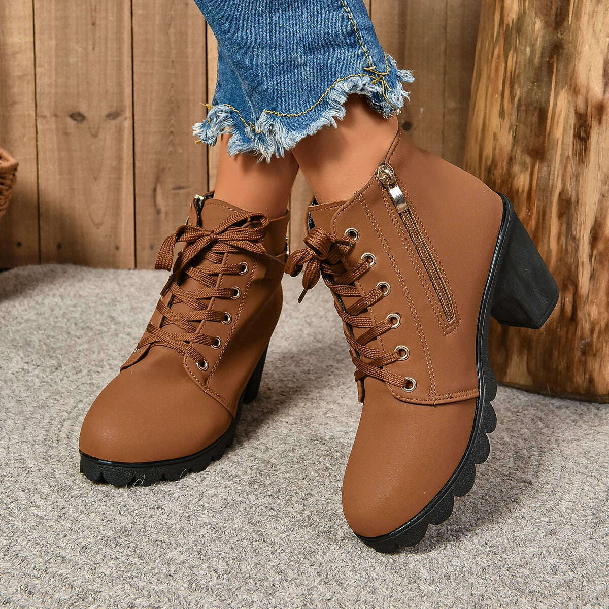 LINLING High Heel Ankle Boots