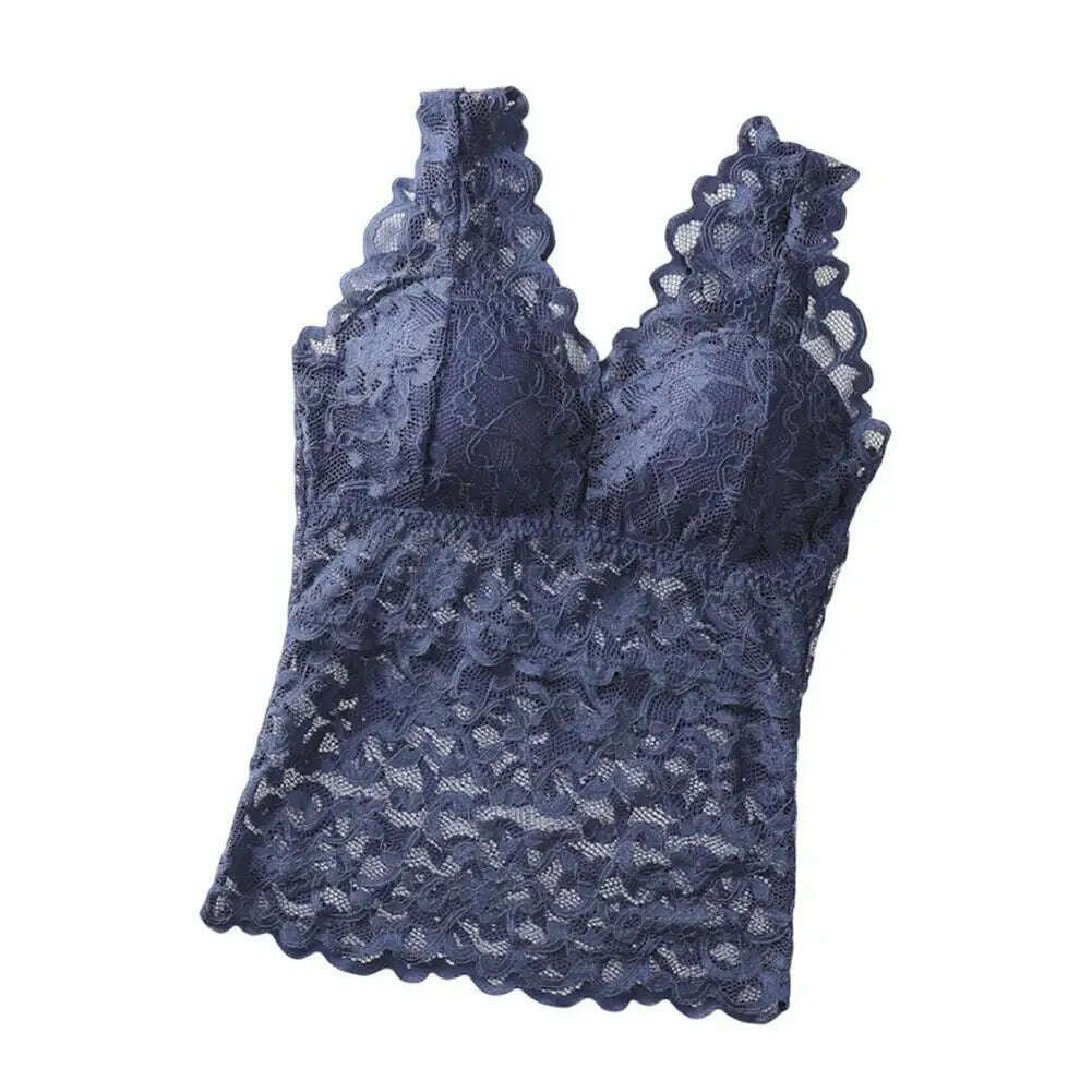 See-through Tank Top – Lace Stitching, Thin Bra Vest - D&M Boutique