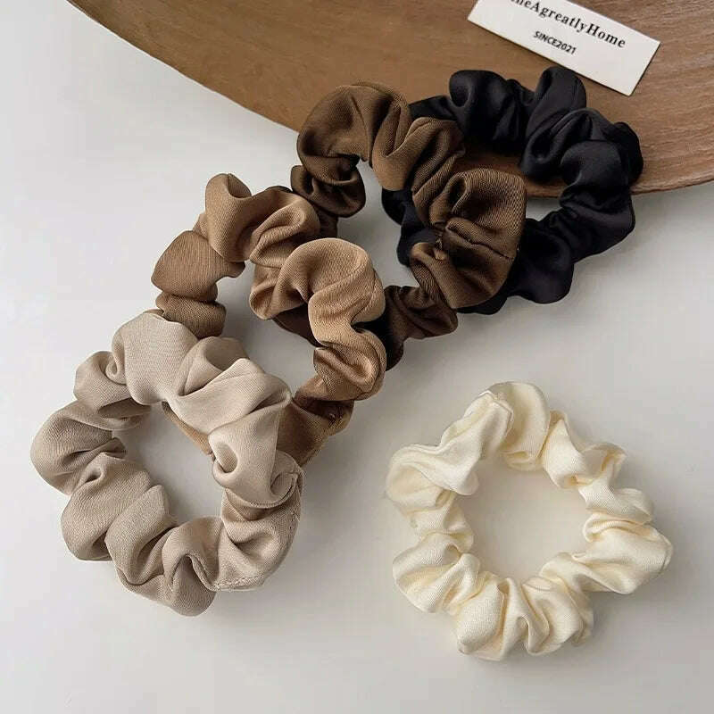 3/4/5 PCS Satin Pleated Scrunchies Elastic Hair Bands