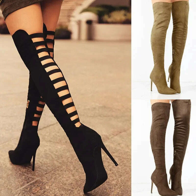 Women's Over-the-Knee Stretch High Heel Boots