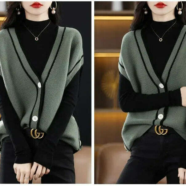 V-Neck Button-Down Sleeveless Cardigan – Cozy Knit Sweater for Autumn/Winter - D&M Boutique