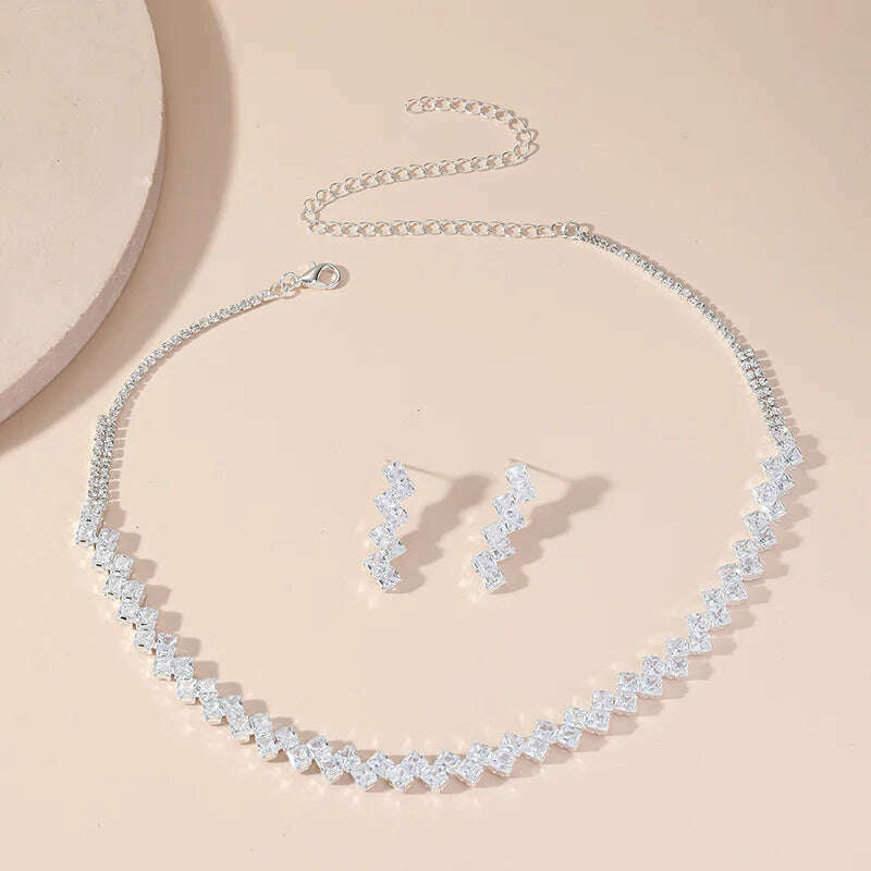 FYUAN Luxury Geometric Zircon Jewelry Set