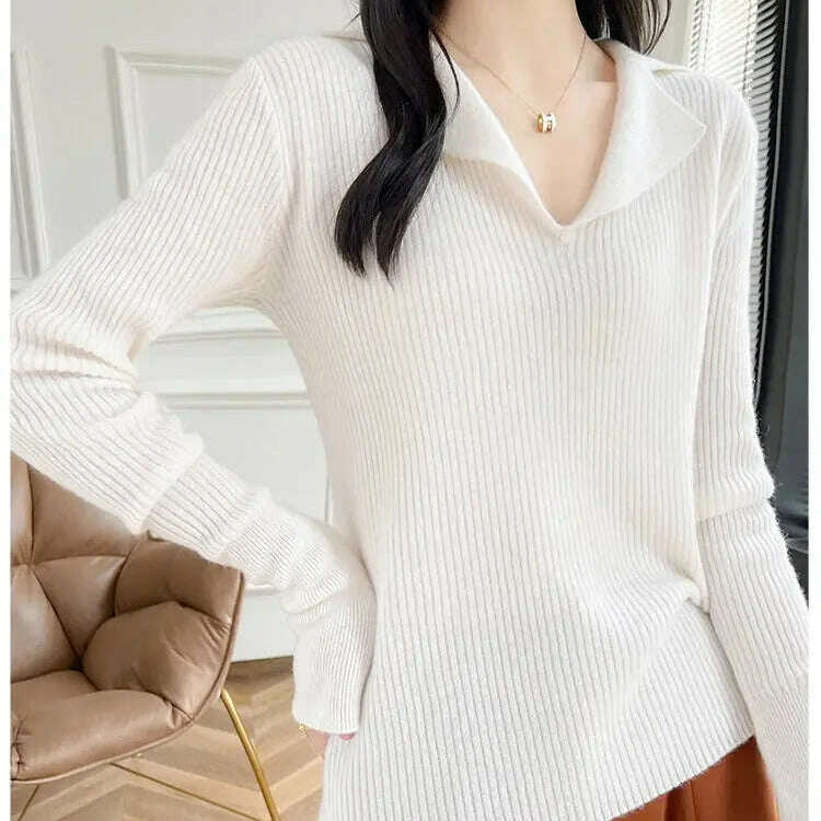 European Cargo Wool Sweater: Slim Knit, V-Lapel, Autumn/Winter Top - D&M Boutique