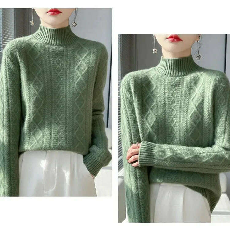 DjzDsm Turtleneck Sweater: 100% Merino Wool, Check Knit - D&M Boutique