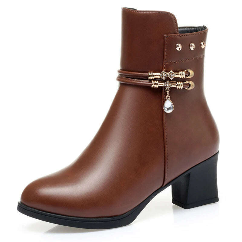 ZLMIAO SHZHANG Women’s Soft Leather Ankle Boots