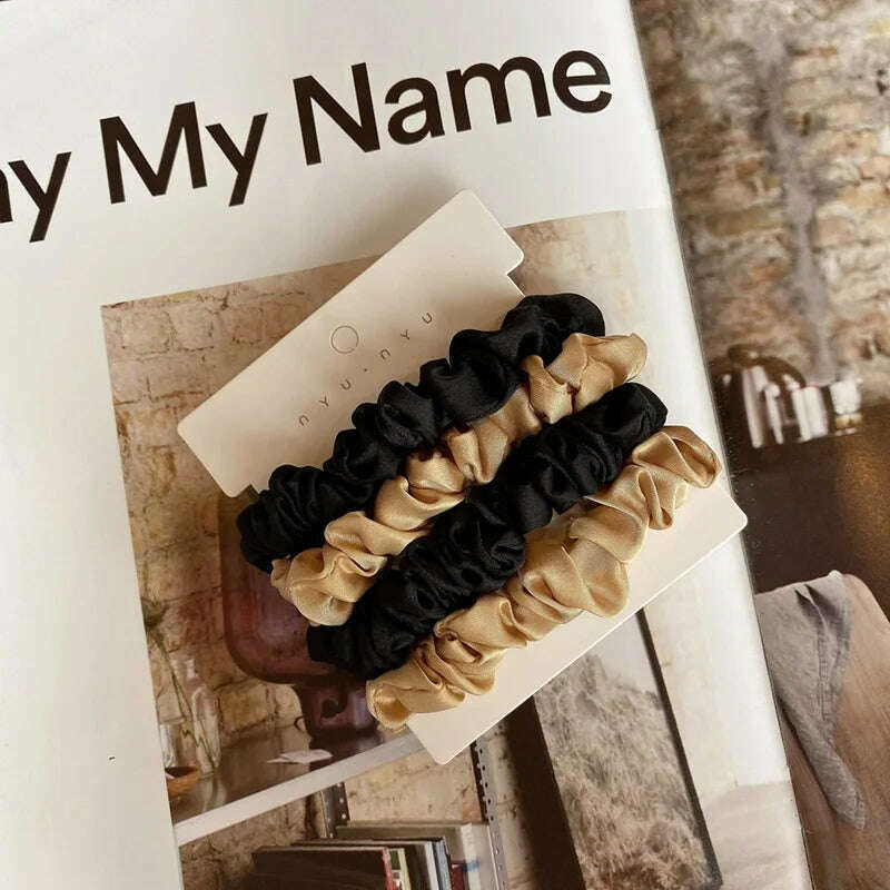 4pcs Solid Color Satin Scrunchies for Women